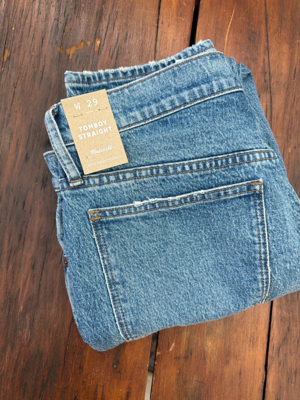 Madewell TomboyX Straight Leg Jeans — Light Blue Denim